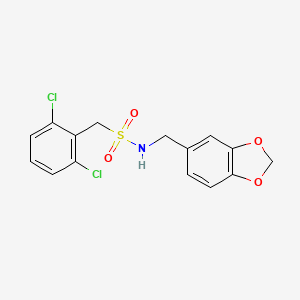 molecular formula C15H13Cl2NO4S B4691936 N-(1,3-benzodioxol-5-ylmethyl)-1-(2,6-dichlorophenyl)methanesulfonamide 