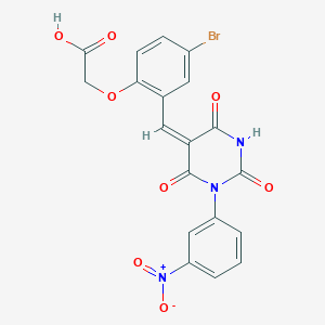 (4-bromo-2-{[1-(3-nitrophenyl)-2,4,6-trioxotetrahydro-5(2H)-pyrimidinylidene]methyl}phenoxy)acetic acid