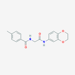 molecular formula C18H18N2O4 B4692018 N-[2-(2,3-dihydro-1,4-benzodioxin-6-ylamino)-2-oxoethyl]-4-methylbenzamide 