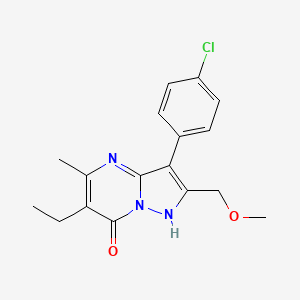 molecular formula C17H18ClN3O2 B4692065 3-(4-chlorophenyl)-6-ethyl-2-(methoxymethyl)-5-methylpyrazolo[1,5-a]pyrimidin-7(4H)-one 