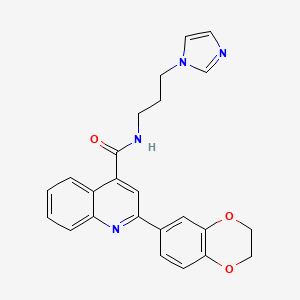 2-(2,3-dihydro-1,4-benzodioxin-6-yl)-N-[3-(1H-imidazol-1-yl)propyl]-4-quinolinecarboxamide