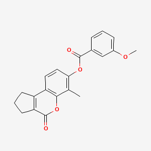 molecular formula C21H18O5 B4692117 6-methyl-4-oxo-1,2,3,4-tetrahydrocyclopenta[c]chromen-7-yl 3-methoxybenzoate 