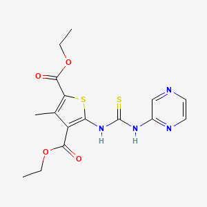 molecular formula C16H18N4O4S2 B4692193 diethyl 3-methyl-5-{[(2-pyrazinylamino)carbonothioyl]amino}-2,4-thiophenedicarboxylate 