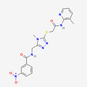 molecular formula C19H19N7O4S B4692201 N-{[4-methyl-5-({2-[(3-methyl-2-pyridinyl)amino]-2-oxoethyl}thio)-4H-1,2,4-triazol-3-yl]methyl}-3-nitrobenzamide 