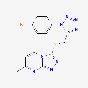 molecular formula C15H13BrN8S B4692211 3-({[1-(4-bromophenyl)-1H-tetrazol-5-yl]methyl}thio)-5,7-dimethyl[1,2,4]triazolo[4,3-a]pyrimidine 