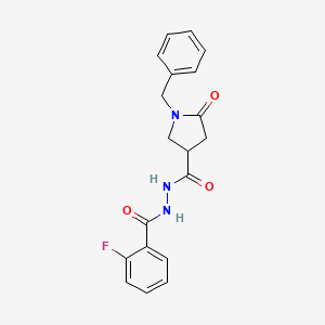 molecular formula C19H18FN3O3 B4692221 1-benzyl-N'-(2-fluorobenzoyl)-5-oxo-3-pyrrolidinecarbohydrazide 