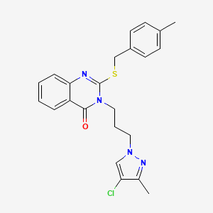 molecular formula C23H23ClN4OS B4692247 3-[3-(4-chloro-3-methyl-1H-pyrazol-1-yl)propyl]-2-[(4-methylbenzyl)thio]-4(3H)-quinazolinone 