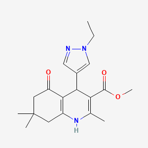 molecular formula C19H25N3O3 B4692259 methyl 4-(1-ethyl-1H-pyrazol-4-yl)-2,7,7-trimethyl-5-oxo-1,4,5,6,7,8-hexahydro-3-quinolinecarboxylate 