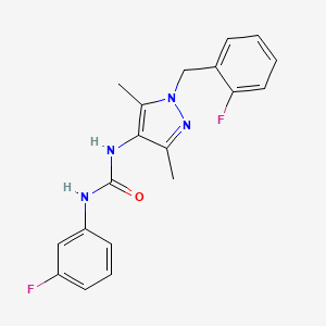 molecular formula C19H18F2N4O B4692266 N-[1-(2-fluorobenzyl)-3,5-dimethyl-1H-pyrazol-4-yl]-N'-(3-fluorophenyl)urea 