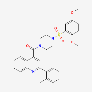 molecular formula C29H29N3O5S B4692305 4-({4-[(2,5-dimethoxyphenyl)sulfonyl]-1-piperazinyl}carbonyl)-2-(2-methylphenyl)quinoline 