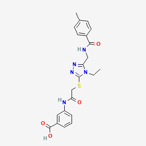 molecular formula C22H23N5O4S B4692315 3-({[(4-ethyl-5-{[(4-methylbenzoyl)amino]methyl}-4H-1,2,4-triazol-3-yl)thio]acetyl}amino)benzoic acid 