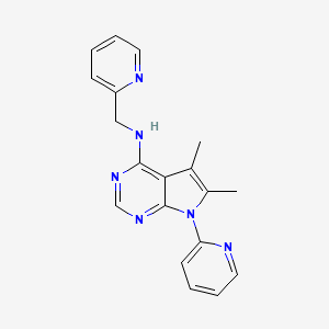 molecular formula C19H18N6 B4692337 5,6-dimethyl-7-(2-pyridinyl)-N-(2-pyridinylmethyl)-7H-pyrrolo[2,3-d]pyrimidin-4-amine 