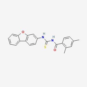 molecular formula C22H18N2O2S B4692348 N-[(dibenzo[b,d]furan-3-ylamino)carbonothioyl]-2,4-dimethylbenzamide 