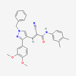molecular formula C30H28N4O3 B4692371 3-[1-benzyl-3-(3,4-dimethoxyphenyl)-1H-pyrazol-4-yl]-2-cyano-N-(3,4-dimethylphenyl)acrylamide 