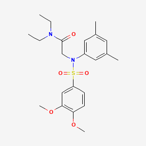 molecular formula C22H30N2O5S B4692444 N~2~-[(3,4-dimethoxyphenyl)sulfonyl]-N~2~-(3,5-dimethylphenyl)-N~1~,N~1~-diethylglycinamide 
