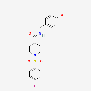 molecular formula C20H23FN2O4S B4692465 1-[(4-fluorophenyl)sulfonyl]-N-(4-methoxybenzyl)-4-piperidinecarboxamide 