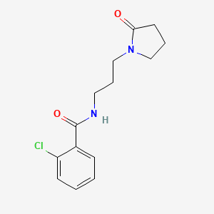 molecular formula C14H17ClN2O2 B4692473 2-chloro-N-[3-(2-oxo-1-pyrrolidinyl)propyl]benzamide 