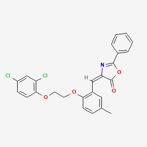 molecular formula C25H19Cl2NO4 B4692481 4-{2-[2-(2,4-dichlorophenoxy)ethoxy]-5-methylbenzylidene}-2-phenyl-1,3-oxazol-5(4H)-one 