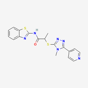 molecular formula C18H16N6OS2 B4692561 N-1,3-benzothiazol-2-yl-2-{[4-methyl-5-(4-pyridinyl)-4H-1,2,4-triazol-3-yl]thio}propanamide 