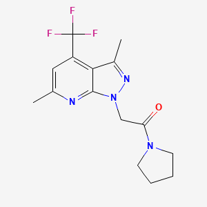 molecular formula C15H17F3N4O B4692577 3,6-dimethyl-1-[2-oxo-2-(1-pyrrolidinyl)ethyl]-4-(trifluoromethyl)-1H-pyrazolo[3,4-b]pyridine 