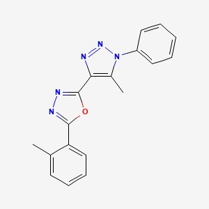 molecular formula C18H15N5O B4692585 2-(2-methylphenyl)-5-(5-methyl-1-phenyl-1H-1,2,3-triazol-4-yl)-1,3,4-oxadiazole 