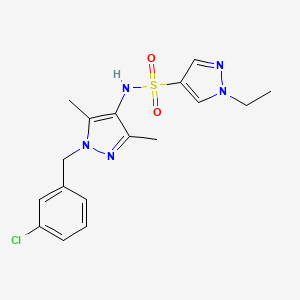 molecular formula C17H20ClN5O2S B4692598 N-[1-(3-chlorobenzyl)-3,5-dimethyl-1H-pyrazol-4-yl]-1-ethyl-1H-pyrazole-4-sulfonamide 