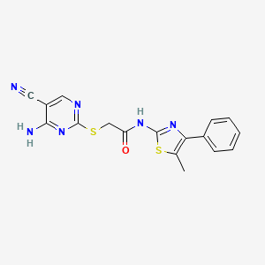 2-[(4-amino-5-cyano-2-pyrimidinyl)thio]-N-(5-methyl-4-phenyl-1,3-thiazol-2-yl)acetamide