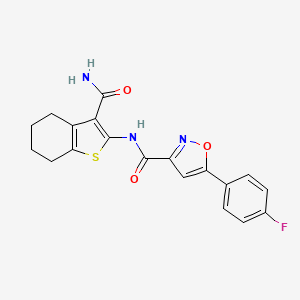 molecular formula C19H16FN3O3S B4692656 N-[3-(aminocarbonyl)-4,5,6,7-tetrahydro-1-benzothien-2-yl]-5-(4-fluorophenyl)-3-isoxazolecarboxamide 