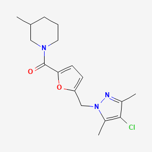 molecular formula C17H22ClN3O2 B4692740 1-{5-[(4-chloro-3,5-dimethyl-1H-pyrazol-1-yl)methyl]-2-furoyl}-3-methylpiperidine 