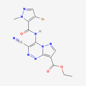 molecular formula C14H11BrN8O3 B4692748 ethyl 4-{[(4-bromo-1-methyl-1H-pyrazol-5-yl)carbonyl]amino}-3-cyanopyrazolo[5,1-c][1,2,4]triazine-8-carboxylate 