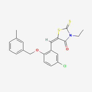 molecular formula C20H18ClNO2S2 B4692815 5-{5-chloro-2-[(3-methylbenzyl)oxy]benzylidene}-3-ethyl-2-thioxo-1,3-thiazolidin-4-one 