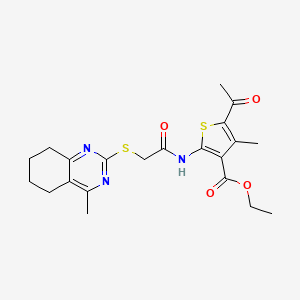 molecular formula C21H25N3O4S2 B4692846 ethyl 5-acetyl-4-methyl-2-({[(4-methyl-5,6,7,8-tetrahydro-2-quinazolinyl)thio]acetyl}amino)-3-thiophenecarboxylate 