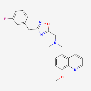 molecular formula C22H21FN4O2 B4692868 1-[3-(3-fluorobenzyl)-1,2,4-oxadiazol-5-yl]-N-[(8-methoxy-5-quinolinyl)methyl]-N-methylmethanamine 