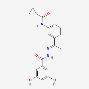 molecular formula C19H19N3O4 B4692914 N-{3-[N-(3,5-dihydroxybenzoyl)ethanehydrazonoyl]phenyl}cyclopropanecarboxamide 