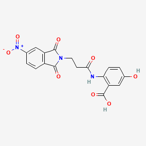 molecular formula C18H13N3O8 B4692916 5-hydroxy-2-{[3-(5-nitro-1,3-dioxo-1,3-dihydro-2H-isoindol-2-yl)propanoyl]amino}benzoic acid 