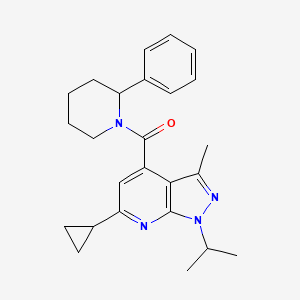 6-cyclopropyl-1-isopropyl-3-methyl-4-[(2-phenyl-1-piperidinyl)carbonyl]-1H-pyrazolo[3,4-b]pyridine