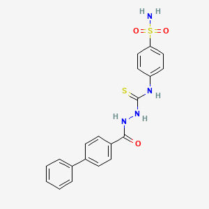 molecular formula C20H18N4O3S2 B4692941 N-[4-(aminosulfonyl)phenyl]-2-(4-biphenylylcarbonyl)hydrazinecarbothioamide 