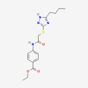 molecular formula C17H22N4O3S B4692960 ethyl 4-({[(5-butyl-4H-1,2,4-triazol-3-yl)thio]acetyl}amino)benzoate 