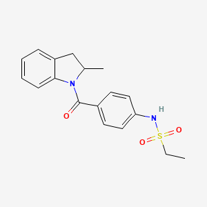 molecular formula C18H20N2O3S B4692976 N-{4-[(2-methyl-2,3-dihydro-1H-indol-1-yl)carbonyl]phenyl}ethanesulfonamide 