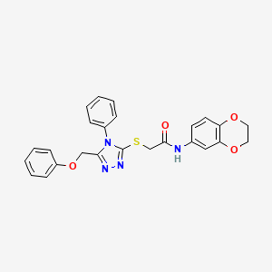 molecular formula C25H22N4O4S B4692994 N-(2,3-dihydro-1,4-benzodioxin-6-yl)-2-{[5-(phenoxymethyl)-4-phenyl-4H-1,2,4-triazol-3-yl]thio}acetamide 