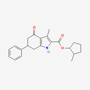 2-methylcyclopentyl 3-methyl-4-oxo-6-phenyl-4,5,6,7-tetrahydro-1H-indole-2-carboxylate