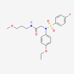 molecular formula C20H25FN2O5S B4693071 N~2~-(4-ethoxyphenyl)-N~2~-[(4-fluorophenyl)sulfonyl]-N~1~-(3-methoxypropyl)glycinamide 