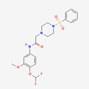 molecular formula C20H23F2N3O5S B4693107 N-[4-(difluoromethoxy)-3-methoxyphenyl]-2-[4-(phenylsulfonyl)-1-piperazinyl]acetamide 
