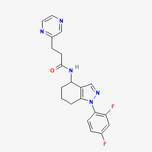 molecular formula C20H19F2N5O B4693121 N-[1-(2,4-difluorophenyl)-4,5,6,7-tetrahydro-1H-indazol-4-yl]-3-(2-pyrazinyl)propanamide 