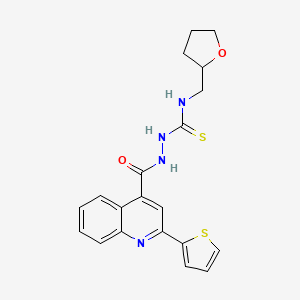 molecular formula C20H20N4O2S2 B4693179 N-(tetrahydro-2-furanylmethyl)-2-{[2-(2-thienyl)-4-quinolinyl]carbonyl}hydrazinecarbothioamide 