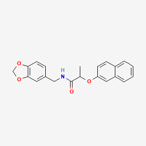 molecular formula C21H19NO4 B4693194 N-(1,3-benzodioxol-5-ylmethyl)-2-(2-naphthyloxy)propanamide 