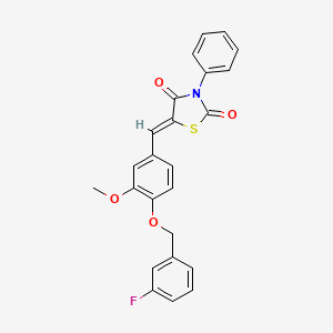 molecular formula C24H18FNO4S B4693229 5-{4-[(3-fluorobenzyl)oxy]-3-methoxybenzylidene}-3-phenyl-1,3-thiazolidine-2,4-dione 