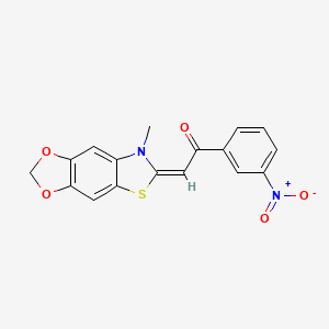 molecular formula C17H12N2O5S B4693278 2-(7-methyl[1,3]dioxolo[4,5-f][1,3]benzothiazol-6(7H)-ylidene)-1-(3-nitrophenyl)ethanone 