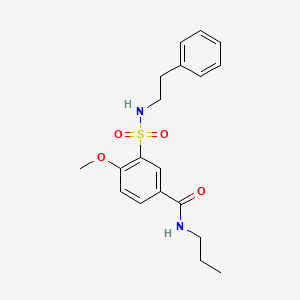 molecular formula C19H24N2O4S B4693281 4-methoxy-3-{[(2-phenylethyl)amino]sulfonyl}-N-propylbenzamide 