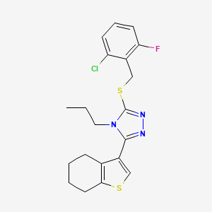 molecular formula C20H21ClFN3S2 B4693335 3-[(2-chloro-6-fluorobenzyl)thio]-4-propyl-5-(4,5,6,7-tetrahydro-1-benzothien-3-yl)-4H-1,2,4-triazole 